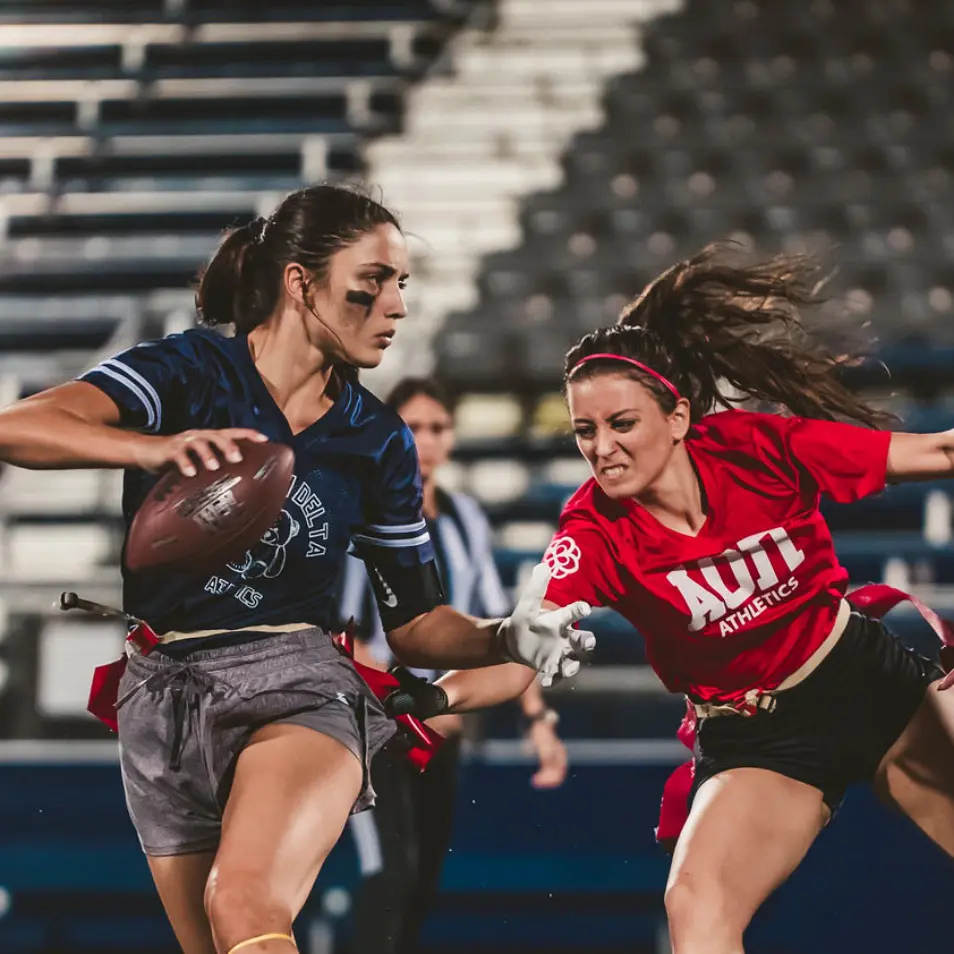 FIU students playing flag football